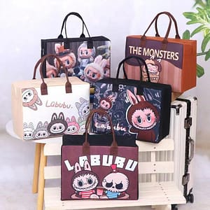 New cartoon handbag large-capacity felt storage bag student living in school luggage bag travel bag can be used to cover pull rod