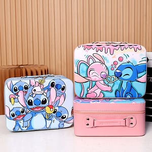 Cute cartoon Kulomi makeup box desktop with larger PU leather makeup mirror storage box portable