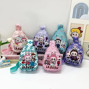 Labubu printed fashionable children's one-shoulder crossbody bag, nylon polyester children's breast bag children's clothing trendy mini breasts