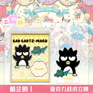 Sanrio Cool Penguin Tactical Stand Card Popular Anime Character Acrylic Cute Ornaments Desktop Support Peripherals