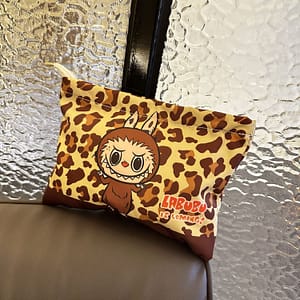 New ins leopard print cartoon cloth large capacity cute coin wallet storage bag handheld makeup bag multi-function bag