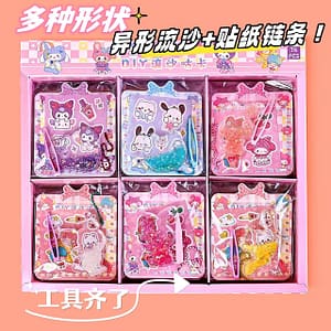 New Sanrio sticker small square quicksand guka brick cartoon DIY quicksand guka brick hand account sticker