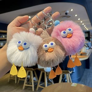 Plush coal ball keychain bag pendant student hanger decoration